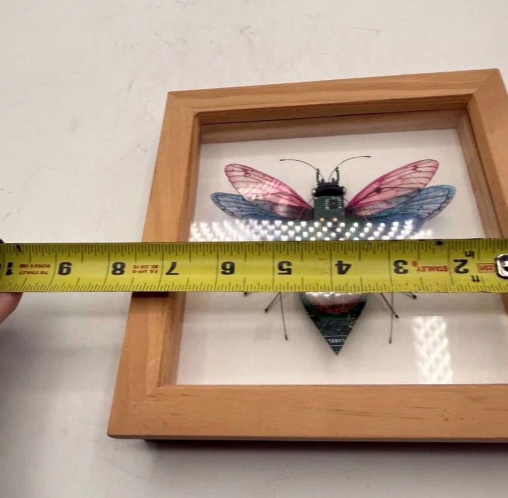 Circuit Board Insect Sculpture, Julie Alice Chappell Art - Wood Framed