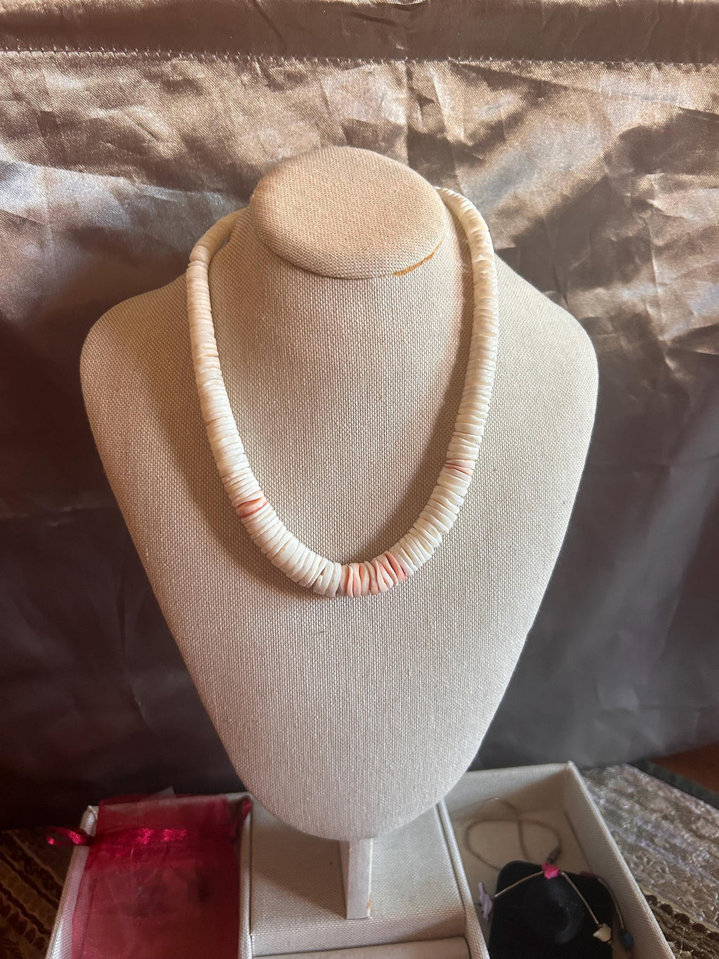 Vintage Artisan Heishi Strand - 16" Graduated White Shell - Estate Find 62 grams
