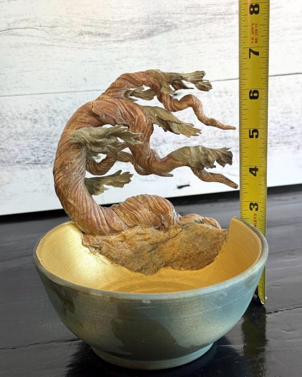 Bonnie Belt Studio Pottery Cypress Cut Away Bowl Ceramic Sculpture Signed 5x7"
