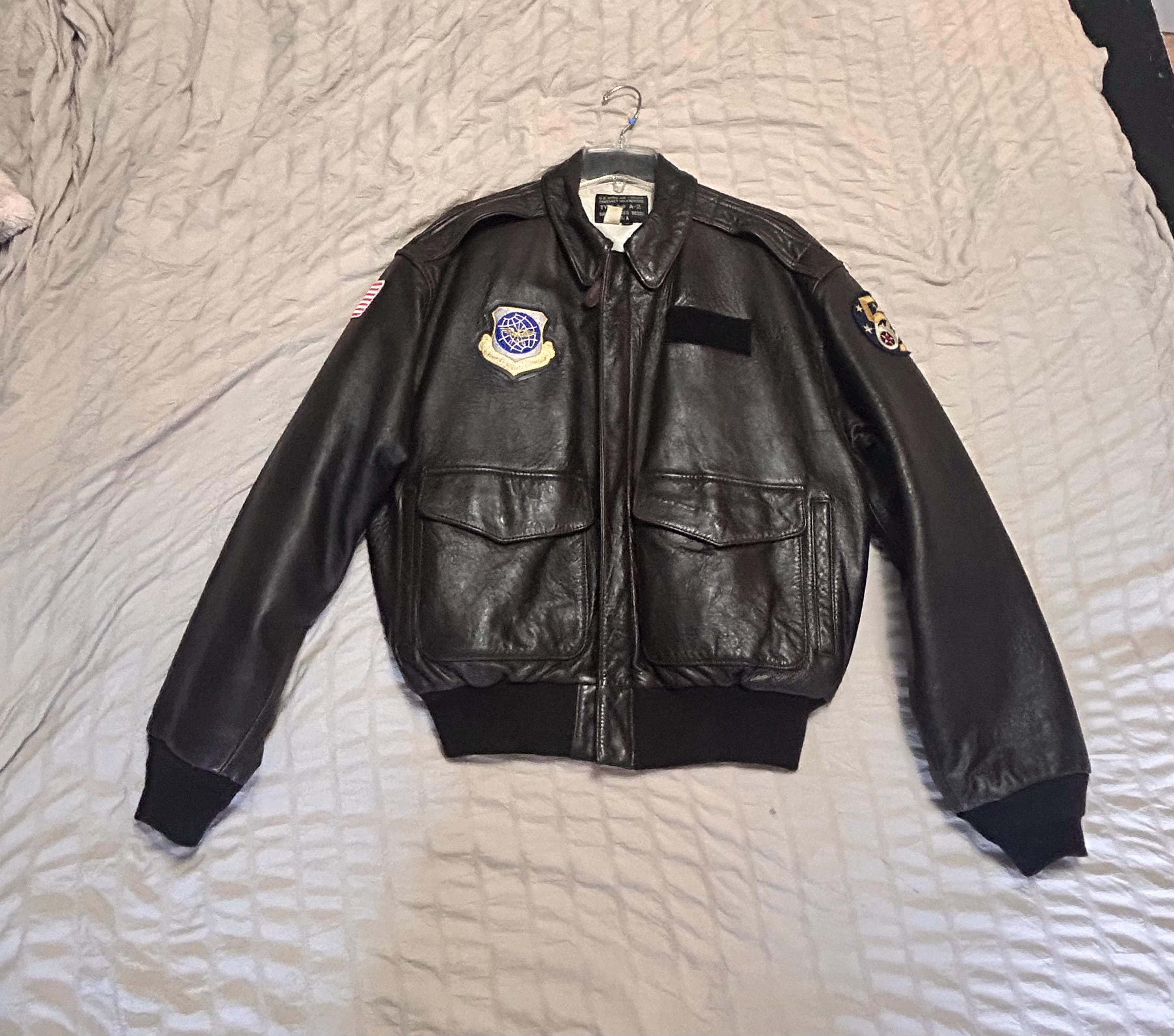 Vintage Ameco Type A-2 Leather Flight Jacket Medium Osan AFB Korea Souvenir